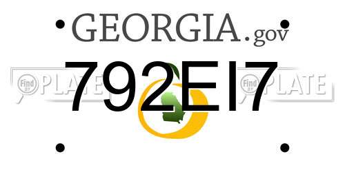 792EI7 Georgia License Plate
