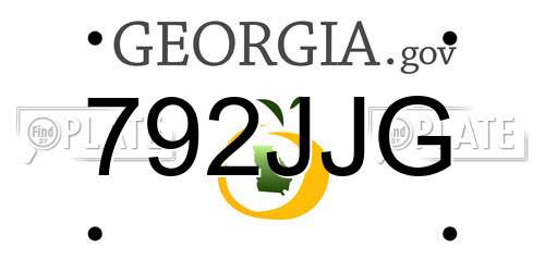 792JJG Georgia License Plate