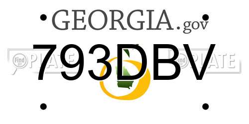 793DBV Georgia License Plate