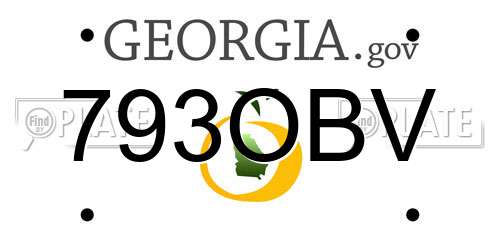 793OBV Georgia License Plate