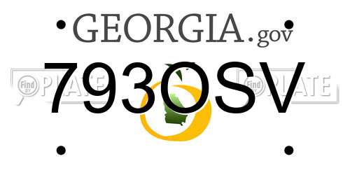 793OSV Georgia License Plate