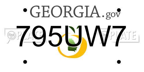 795UW7 Georgia License Plate