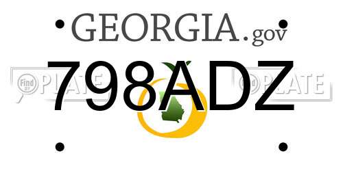 798ADZ Georgia License Plate