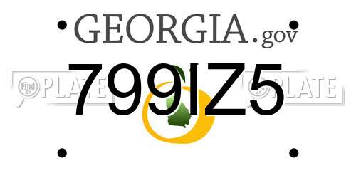 799IZ5 Georgia License Plate