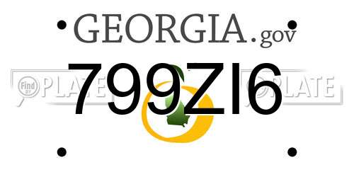 799ZI6 Georgia License Plate