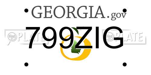 799ZIG Georgia License Plate