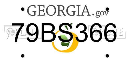 79BS366 Georgia License Plate