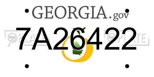 7A26422 Georgia License Plate
