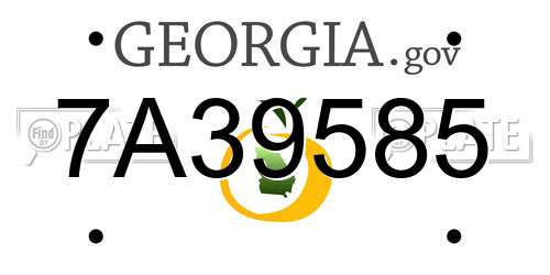 7A39585 Georgia License Plate
