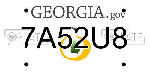 7A52U8 Georgia License Plate
