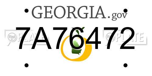 7A76472 Georgia License Plate