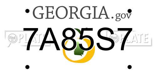 7A85S7 Georgia License Plate