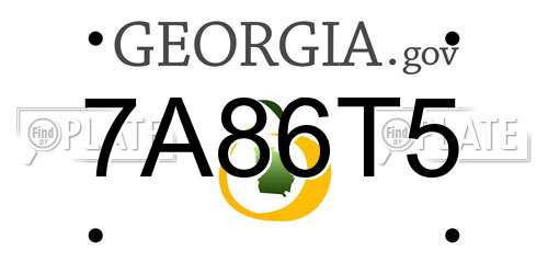 7A86T5 Georgia License Plate
