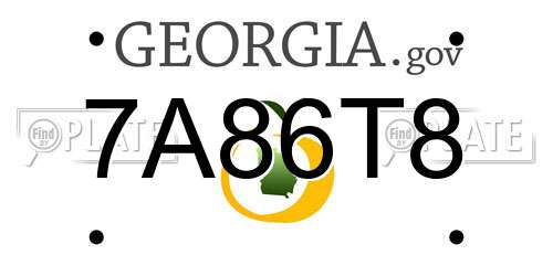 7A86T8 Georgia License Plate