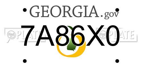 7A86X0 Georgia License Plate