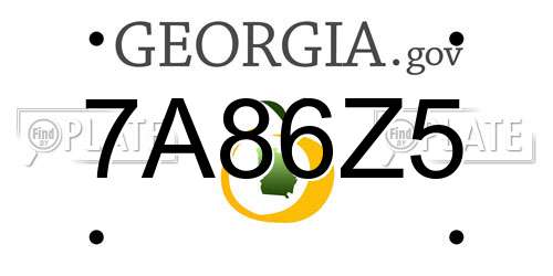 7A86Z5 Georgia License Plate