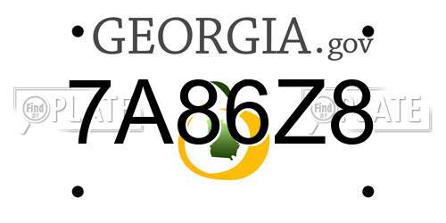 7A86Z8 Georgia License Plate