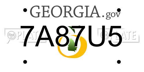 7A87U5 Georgia License Plate