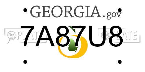 7A87U8 Georgia License Plate