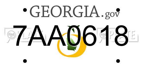 7AA0618 Georgia License Plate