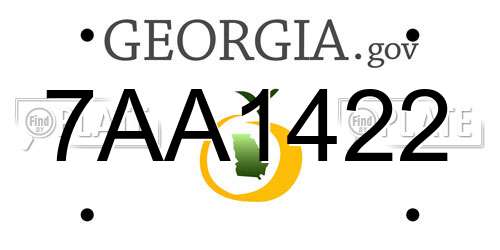 7AA1422 Georgia License Plate