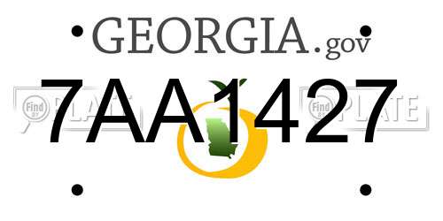 7AA1427 Georgia License Plate