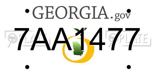 7AA1477 Georgia License Plate