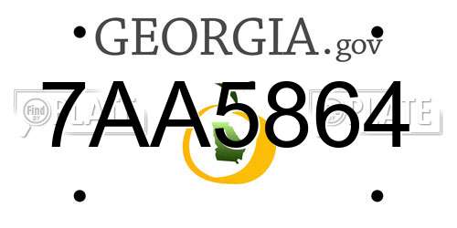 7AA5864 Georgia License Plate
