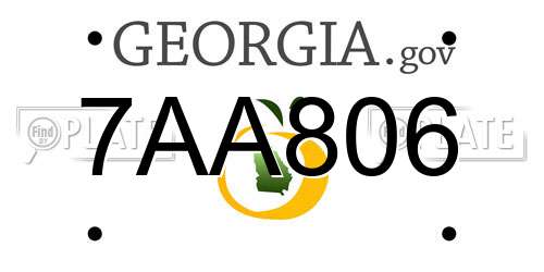7AA806 Georgia License Plate