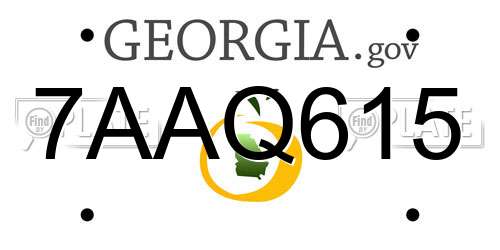 7AAQ615 Georgia License Plate