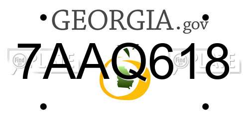 7AAQ618 Georgia License Plate