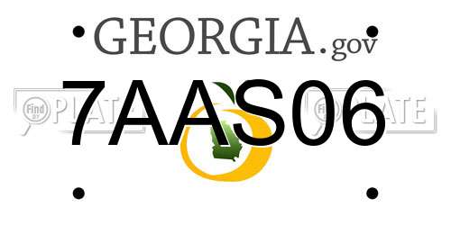 7AAS06 Georgia License Plate