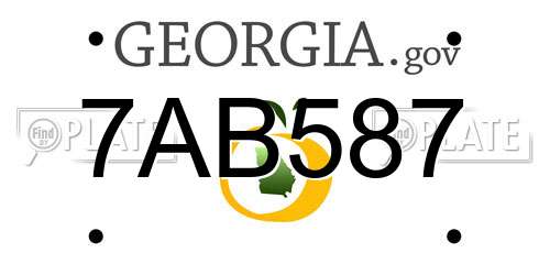 7AB587 Georgia License Plate