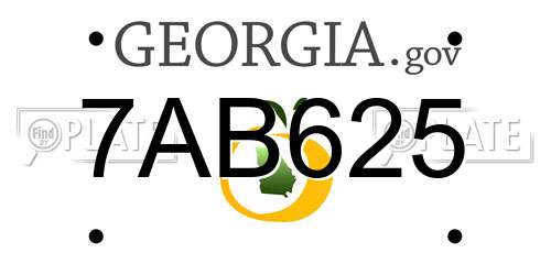 7AB625 Georgia License Plate