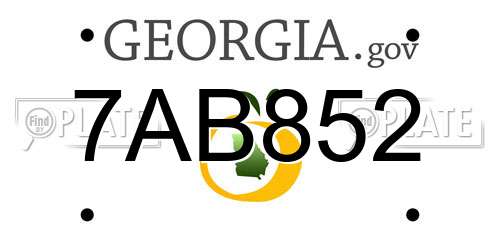 7AB852 Georgia License Plate