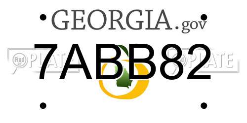 7ABB82 Georgia License Plate