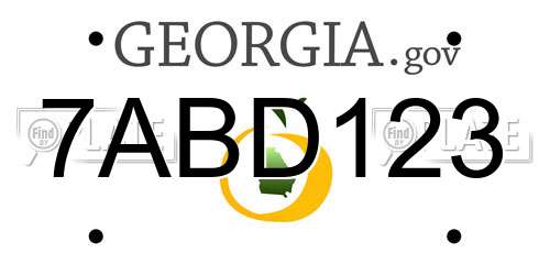 7ABD123 Georgia License Plate