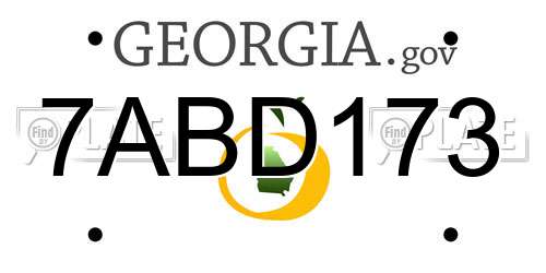 7ABD173 Georgia License Plate
