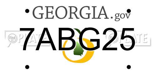 7ABG25 Georgia License Plate