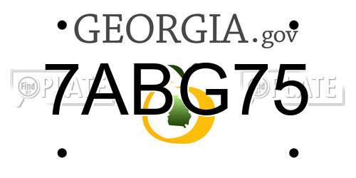 7ABG75 Georgia License Plate