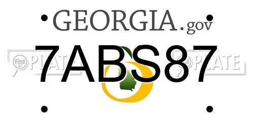 7ABS87 Georgia License Plate
