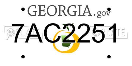 7AC2251 Georgia License Plate