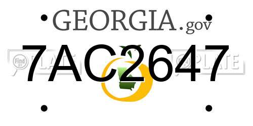 7AC2647 Georgia License Plate