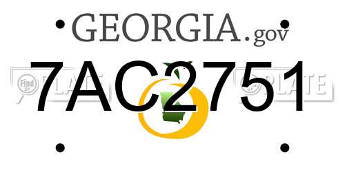 7AC2751 Georgia License Plate