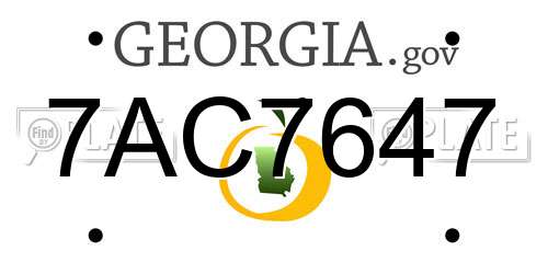 7AC7647 Georgia License Plate