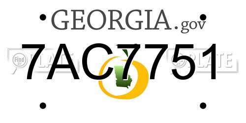 7AC7751 Georgia License Plate