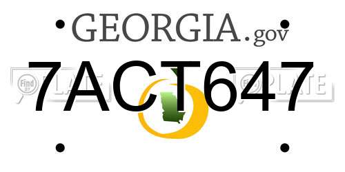 7ACT647 Georgia License Plate