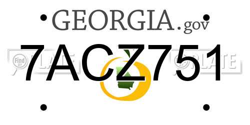 7ACZ751 Georgia License Plate