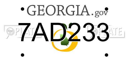7AD233 Georgia License Plate