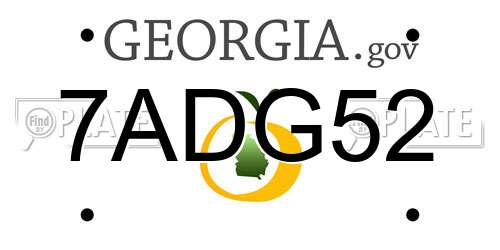 7ADG52 Georgia License Plate